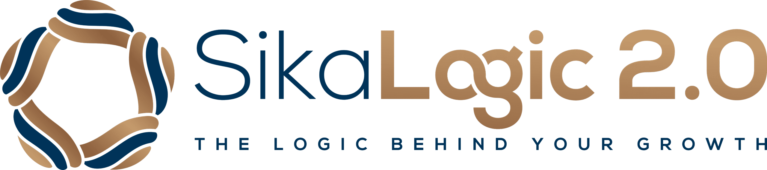 transparent file png (2) SikaLogic 2.0 logo with a circular abstract design and the tagline "The Logic Behind Your Growth" underneath.
